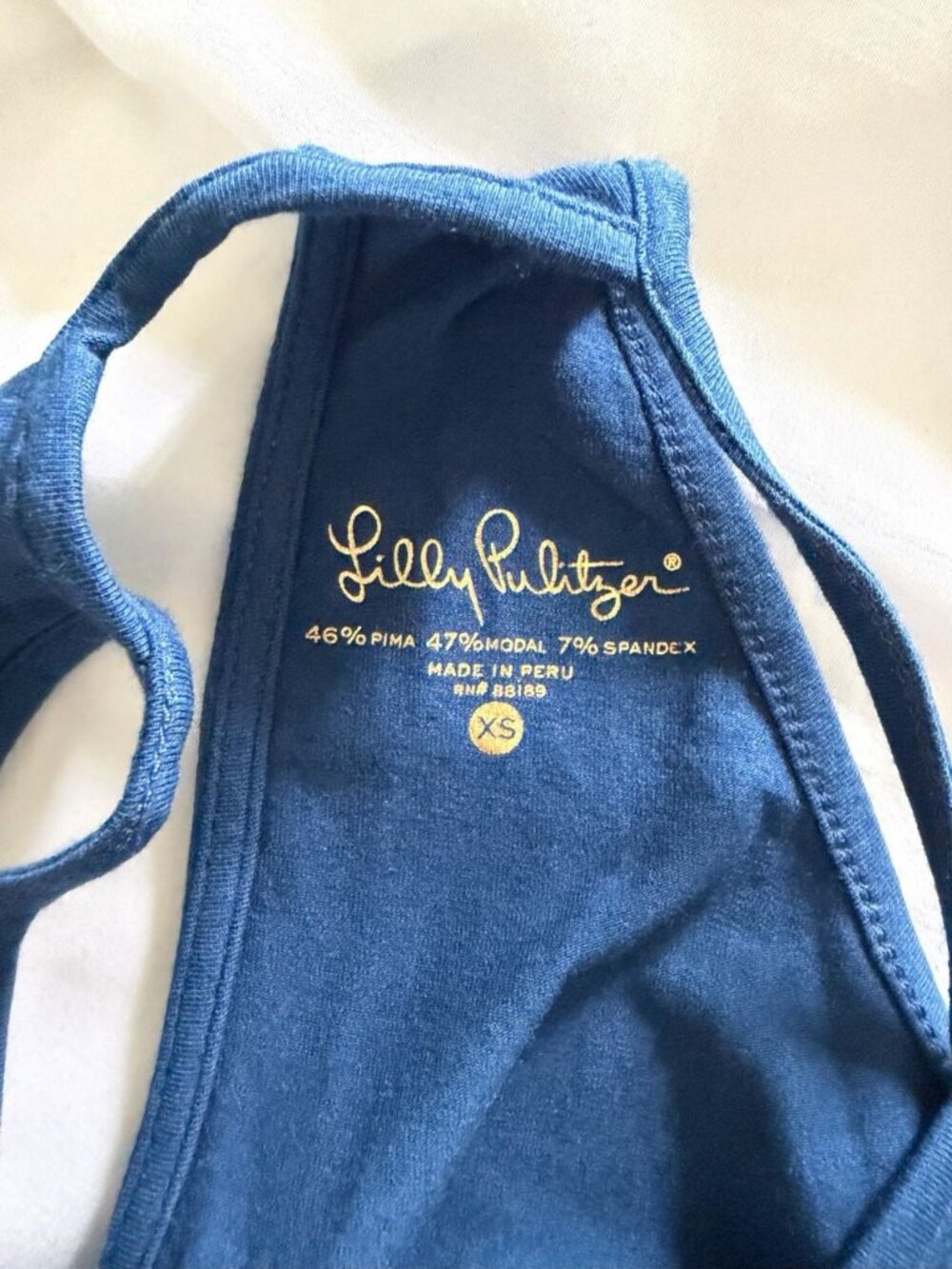 Lilly Pulitzer Shay Top Resort Navy Women Size XS Pima Modal Spandex Tank Top - Picture 3 of 5